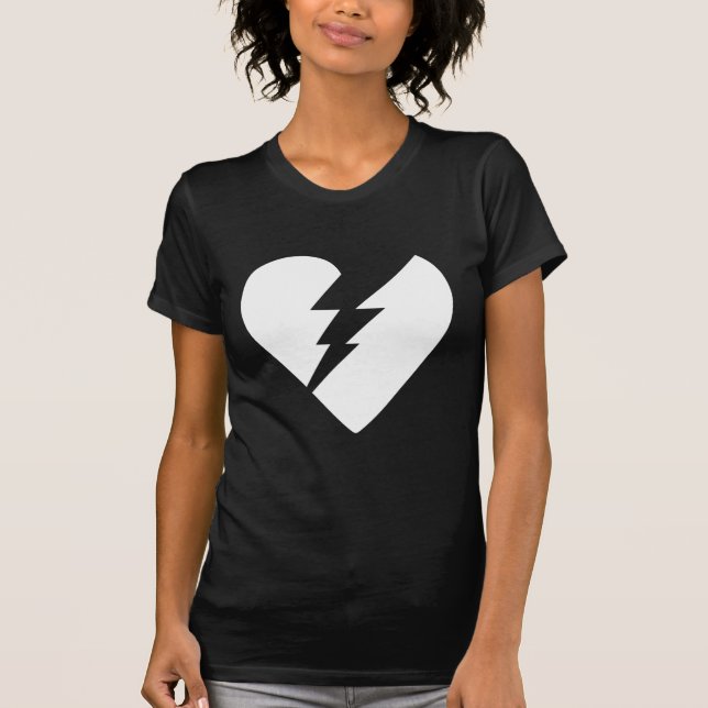 Black and White Broken Heart Vector Art T-Shirt (Front)