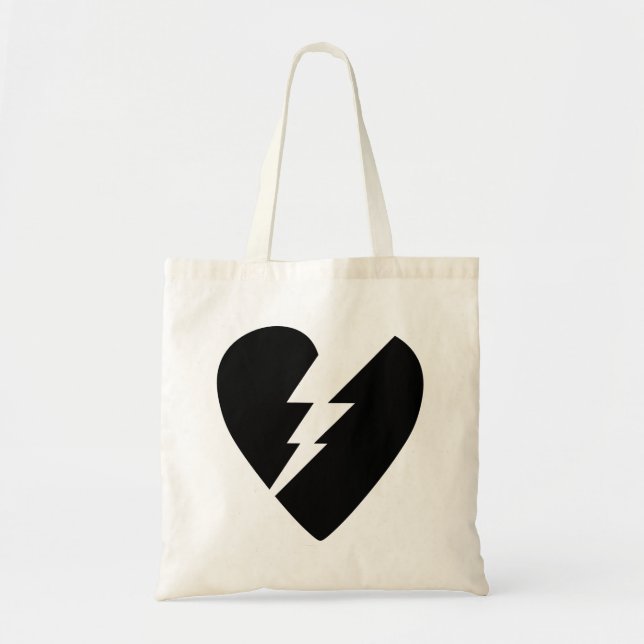 Black and White Broken Heart Vector Art Tote Bag (Front)