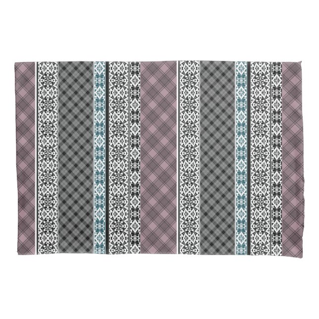 Black and white brown patchwork lace pillowcase (Front)