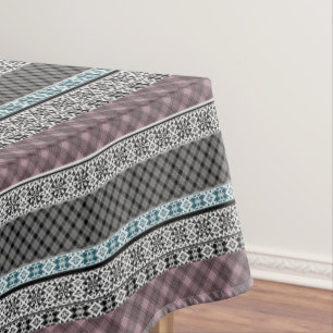 Black and white brown patchwork lace tablecloth