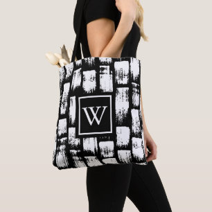 Black and White Brush Abstract Tote Bag