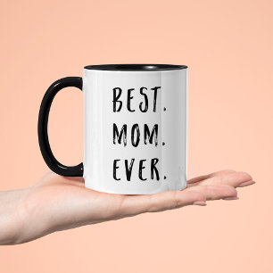Black and White Brush Lettering Best Mum Ever Two-Tone Coffee Mug