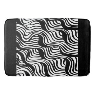 Black and White brushed pattern Bath Mat