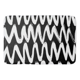 Black and White brushed texture Bath Mat
