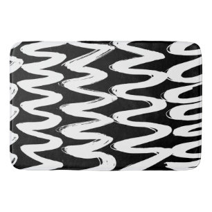 Black and White brushed texture Bath Mat