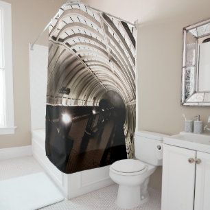 Black and White Brutalist Architecture Shower Curtain