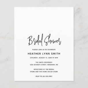 Black and White Budget Bridal Shower Invite