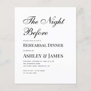 Black and White Budget Rehearsal Dinner Invitation