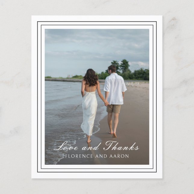 Black and White Budget Wedding Thank You Card (Front)