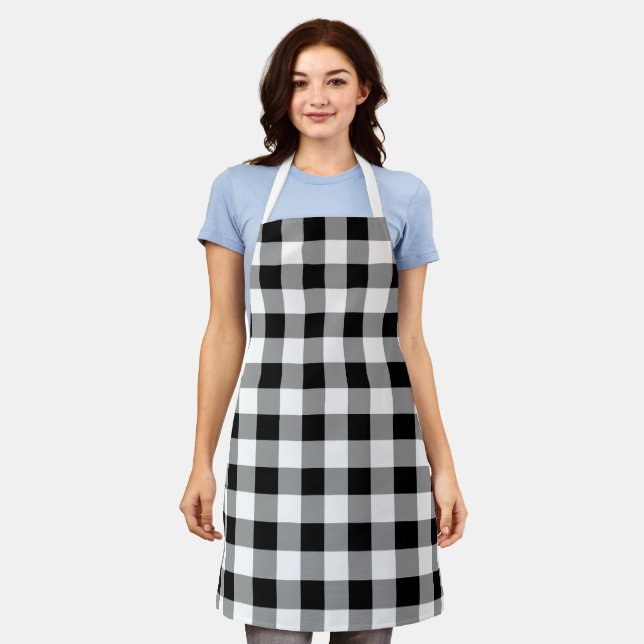 Black and White Buffalo Check Apron (Worn)