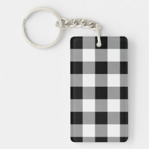 Black and White Buffalo Check Key Ring