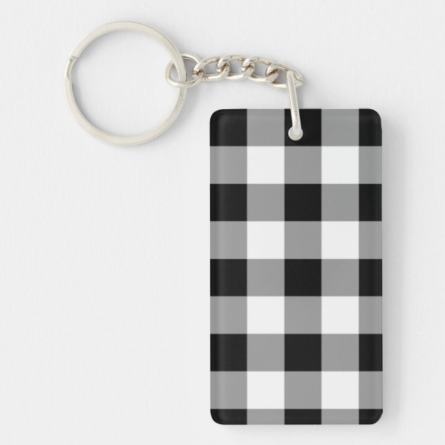 Black and White Buffalo Check Key Ring (Front)