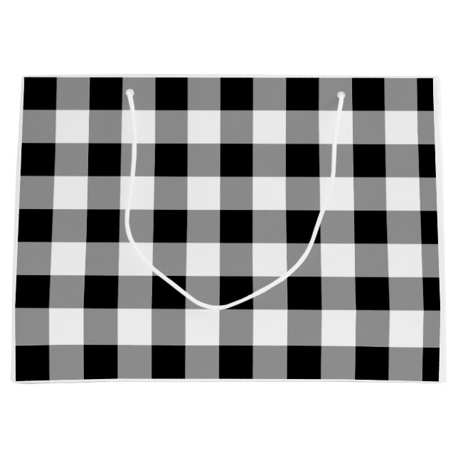 Black and White Buffalo Check Large Gift Bag (Front)