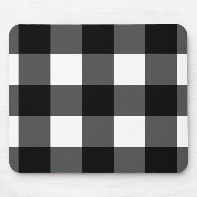 Black and White Buffalo Check Mouse Pad (Front)