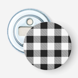 Black and White Buffalo Check Plaid Bottle Opener