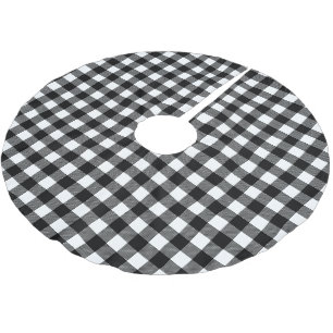 Black and White Buffalo Check Plaid Brushed Polyester Tree Skirt