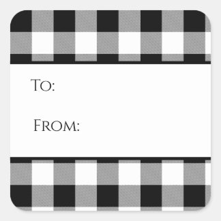 Black and White Buffalo Check Plaid Gift Tag