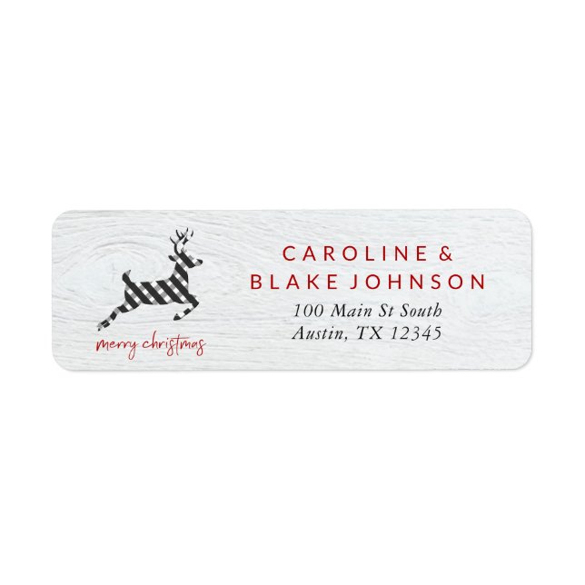 Black and White Buffalo Check Reindeer Christmas (Front)
