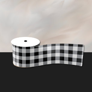 Black and White Buffalo Check Ribbon Grosgrain Ribbon