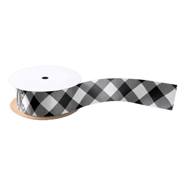 Black and White Buffalo Check Satin Ribbon (Spool)
