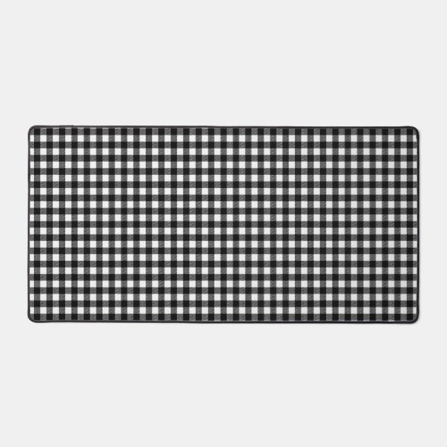 Black and white buffalo patterned desk mat (Front)
