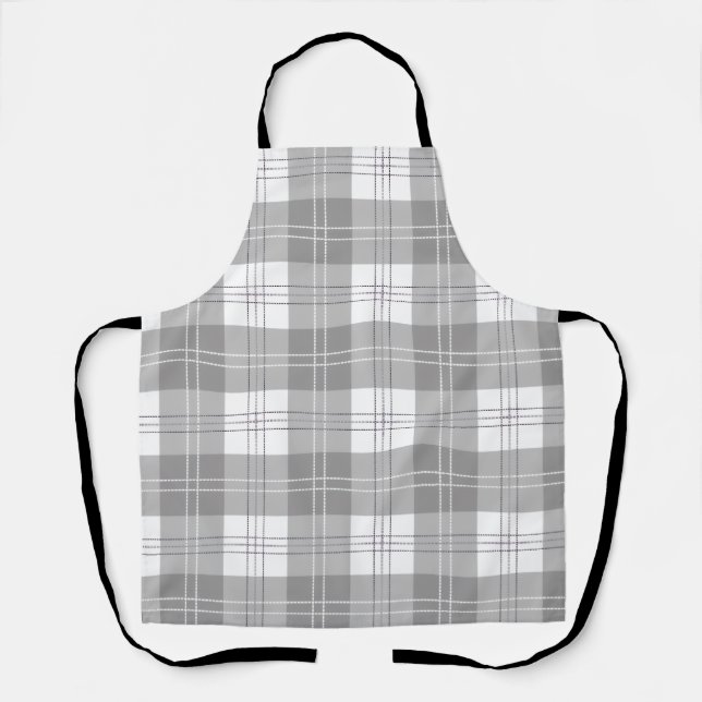 Black and White Buffalo Plaid Apron (Front)