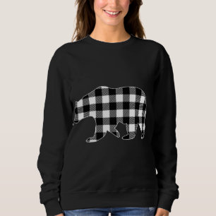 Black And White Buffalo Plaid Bear Christmas Pajam Sweatshirt
