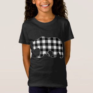 Black And White Buffalo Plaid Bear Christmas Pajam T-Shirt