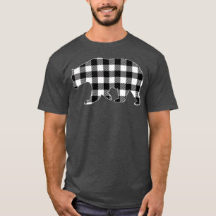 Black And White Buffalo Plaid Bear Christmas Pajam T-Shirt