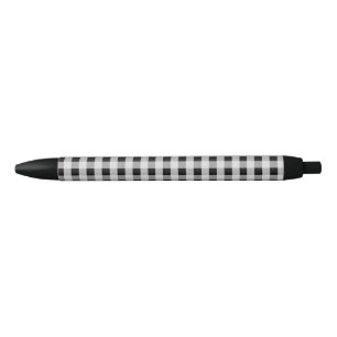 Black and White Buffalo Plaid Black Ink Pen
