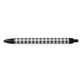Black and White Buffalo Plaid Black Ink Pen