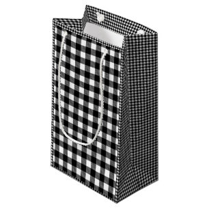 Black and White Buffalo Plaid, Chequered fashion Small Gift Bag