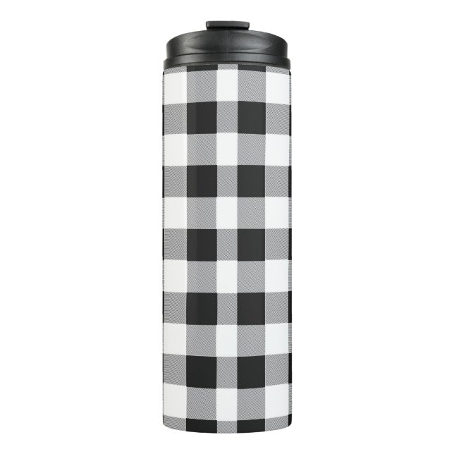 Black and White Buffalo Plaid Christmas  Thermal Tumbler (Front)