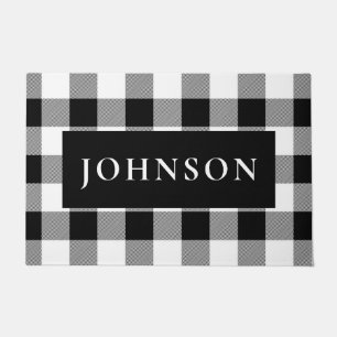 Black and White Buffalo Plaid Doormat