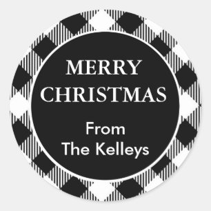 Black and White Buffalo Plaid Envelope Seal