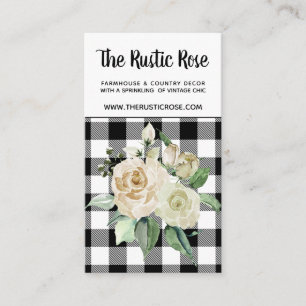 Black and White Buffalo Plaid Farmhouse Business C Business Card