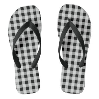 Black and White Buffalo Plaid Flip Flops