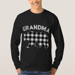 Black And White Buffalo Plaid Grandma Bear Christm T-Shirt