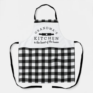 Black and White Buffalo Plaid Grandma's Kitchen Apron