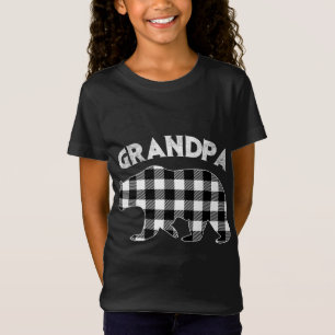 Black And White Buffalo Plaid Grandpa Bear Christm T-Shirt