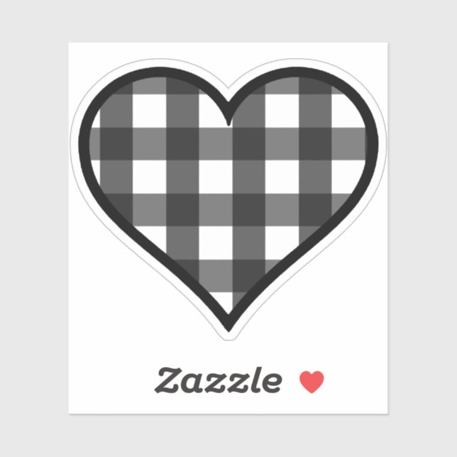 Black and White Buffalo Plaid Heart (Sheet)