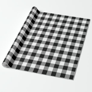Black and White Buffalo Plaid Holiday Wrapping Paper