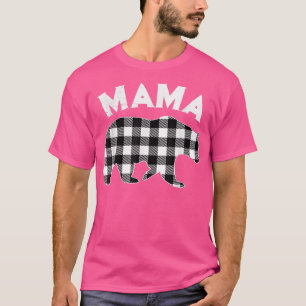 Black And White Buffalo Plaid Mama Bear Christmas  T-Shirt