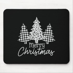 Black And White Buffalo Plaid Merry Christmas Xmas Mouse Mat