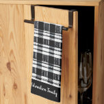 Black and white buffalo plaid monogram name tea towel<br><div class="desc">Rustic black and white buffalo plaid pattern,  personal Kitchen towel
You can personalise it and add your name.</div>