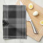 Black and white buffalo plaid monogrammed tea towel<br><div class="desc">Rustic black and white buffalo plaid pattern,  personal Kitchen towel
You can personalise it and add your own monogram</div>