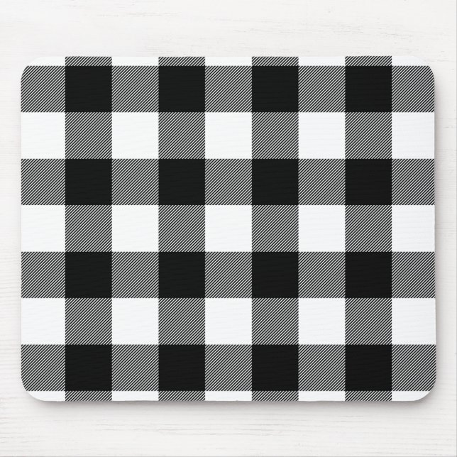 Black and White Buffalo Plaid Mouse Mat (Front)