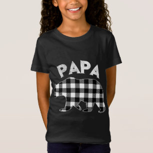Black And White Buffalo Plaid Papa Bear Christmas  T-Shirt