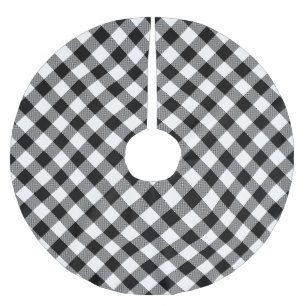 Black and White Buffalo Plaid Patter Brushed Polyester Tree Skirt