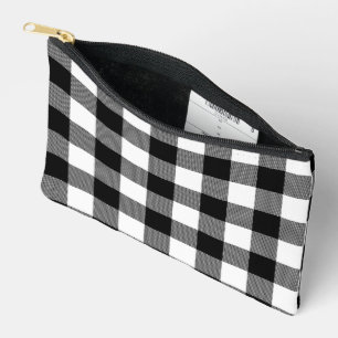 Black And White Buffalo Plaid Pattern Accessory Pouch
